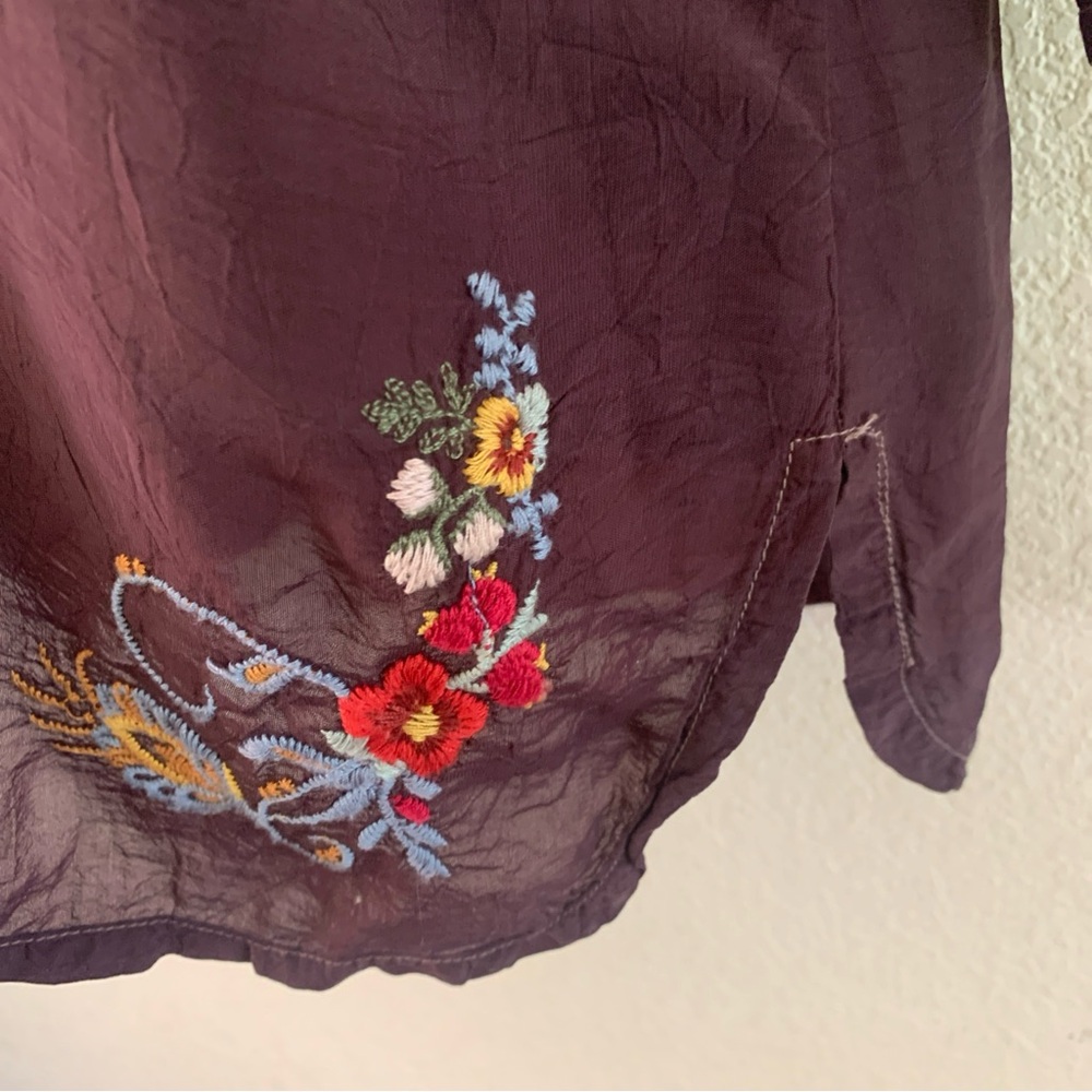 Johnny Was Autumn Bloom Tunic Size Medium Blouse Top Bohemian V-Neck Embrodiery - Picture 4 of 9